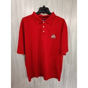 Men Starter Ohio State Buckeyes Embroidered Short Sleeve Red Polo Size L...